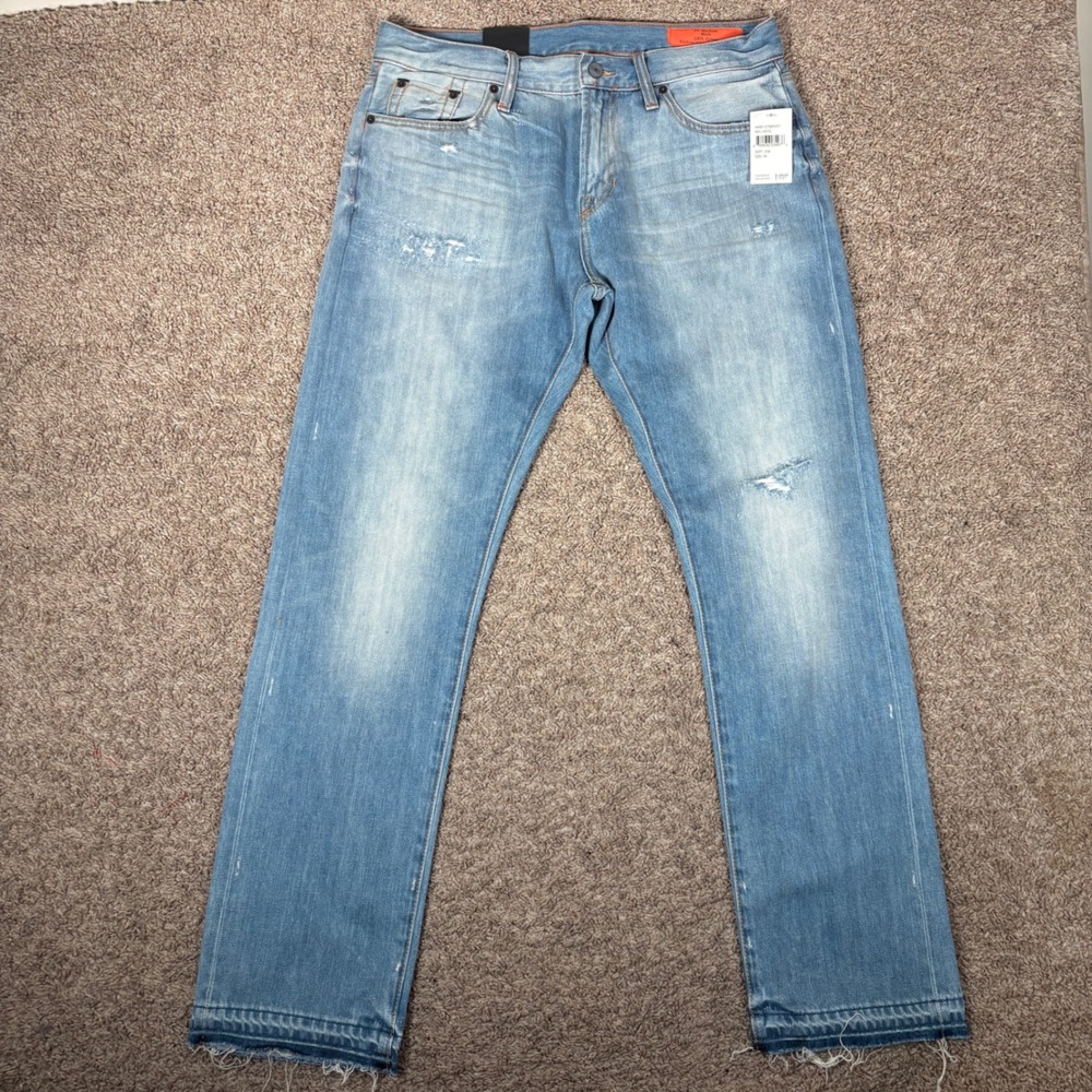 Jean Shop Mick Slim Regular Selvedge Jeans 34 NYC Vintage Light Wash